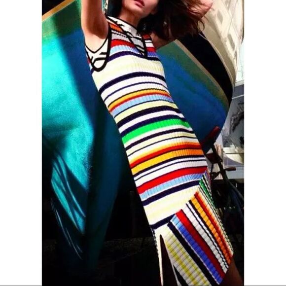 Milly Striped Vneck Dress  - Picture 3 of 11